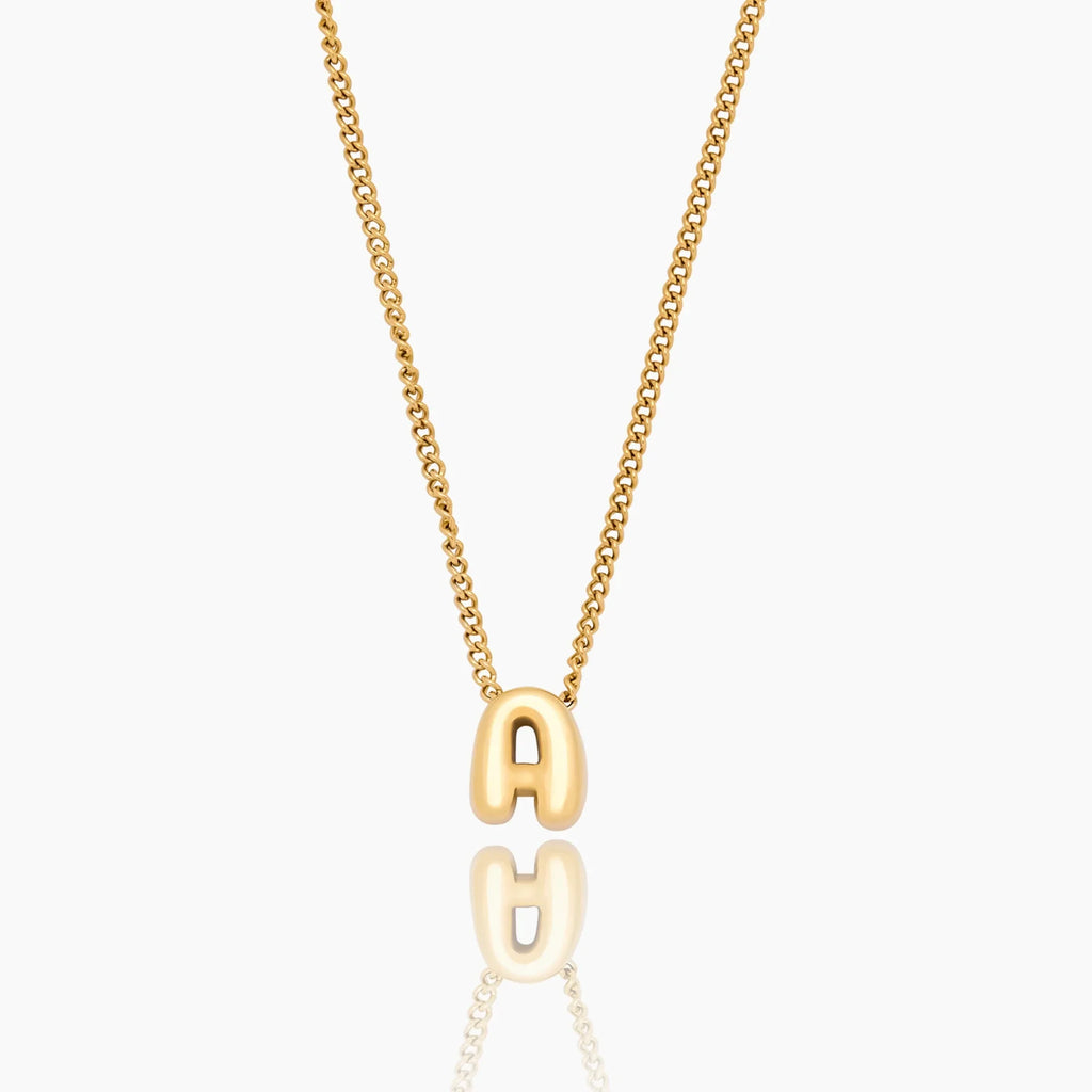 Bubble Initial Charm Necklace